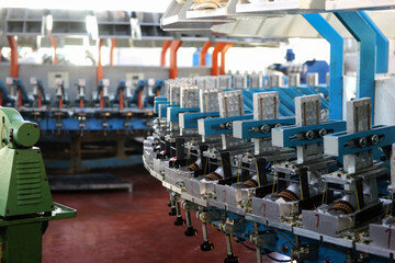 a factory that manufactures slippers, equipment in the factory