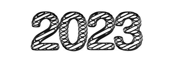 Obraz premium year 2023. 3D illustration numbers isolated white background