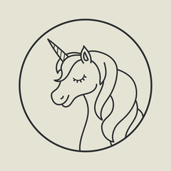 Unicorn line icon. Magic horse. Fairy tale animal. Decorative element  for children. Vector illustration 