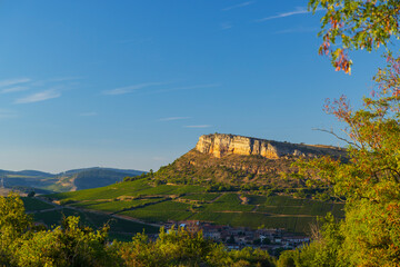 Obraz premium Rock of Vergisson with vineyards, Burgundy,France