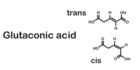 Glutaconic acid. Chemical structure of glutaconic acid. Vector illustration