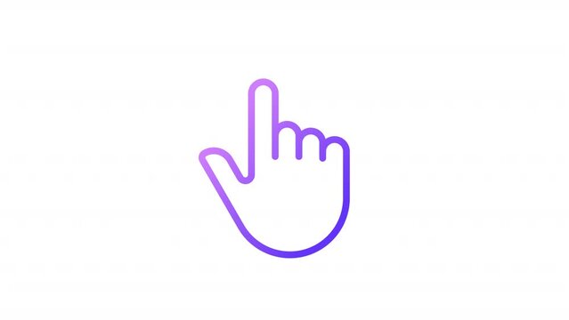 Animated finger touch gradient icon. Touchscreen control gesture. Smartphone display. Pointing up. Seamless loop HD video with alpha channel on transparent background. Outline motion graphic animation