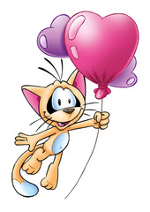 Chat cartoon ballons