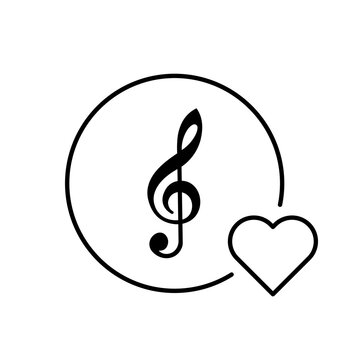 Treble clef vector icon illustration EPS 10. G-clef, music key flat sign. Melody, song, tune, audio image for web, dev, app. Music theory symbol. Sound media, love of music concept. Isolated on white