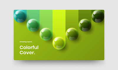 Clean brochure design vector template. Minimalistic realistic balls presentation layout.
