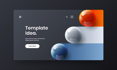Unique 3D spheres booklet layout. Clean web banner design vector illustration.