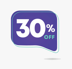 30% off. Design template for sales, offers, discount. Vector illustration
