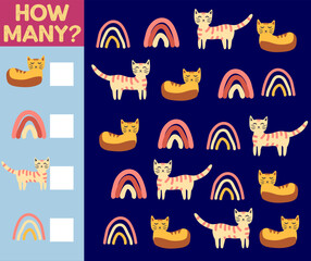 How many Cat, game for children. printable worksheet