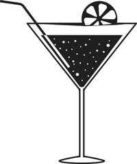 Cocktail with straw and lemon