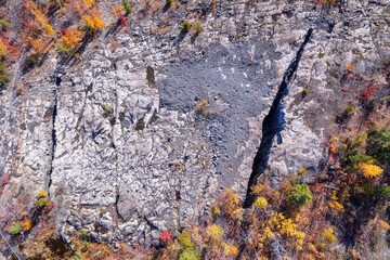 Aerial Of Silver Mining Bedrock In Northern Ontario Canada