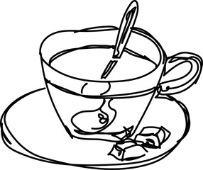vector illustration of a cup of tea with a spoon