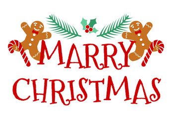 merry christmas lettering. Seasonal greeting card template. celebration holiday xmas. A calligraphic hand written inscription for greeting cards, banners, posters, isolated vector illustration. 