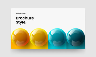 Creative 3D spheres pamphlet layout. Amazing magazine cover vector design template.