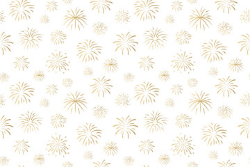seamless pattern with golden fireworks, New Year Eve celebration, anniversary, wedding- vector illustration