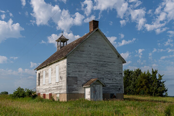 Old one room schoolhouse on a summer's day near Erhard, Minnesota, USA.