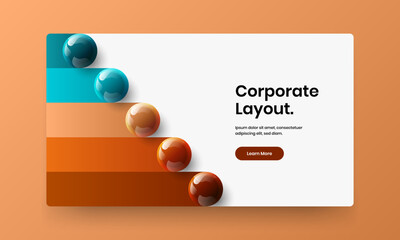 Clean site vector design illustration. Trendy realistic balls landing page concept.