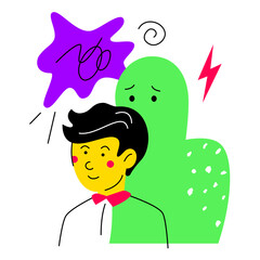 Hiding your feelings - colorful flat design style illustration with linear elements