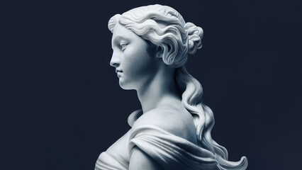 Illustration of a Renaissance marble statue of Selene. She is the goddess and the personification of the Moon, Selene in Greek mythology, known as Luna in Roman mythology. - obrazy, fototapety, plakaty