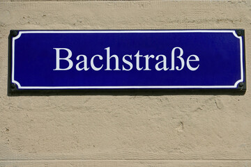 Emailleschild Bachstraße