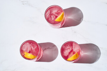 Classic Negroni Cocktail in a retro glass with ice and orange