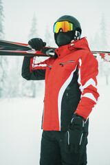 
Skier in the winter in the mountains