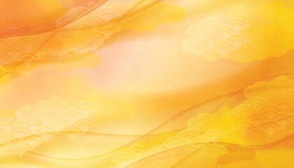 水彩風　和風背景イラスト