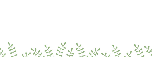 Botanical frame with a white background and a border of light green tropical twigs for placing text, inscriptions, congratulations, etc.