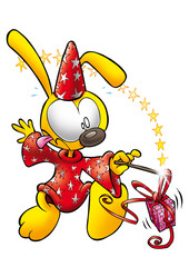 Lapin cartoon magicien