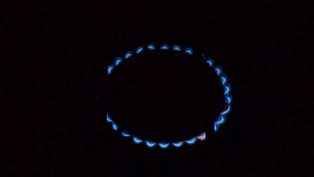 Gas stove burner. Gas burns