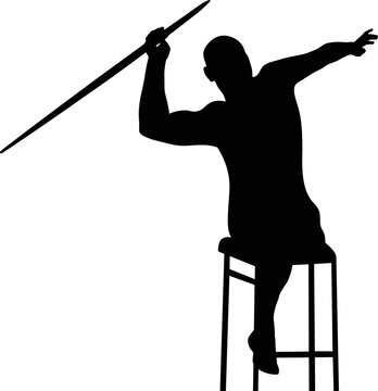 Disabled Athlete Javelin Throw Black Silhouette