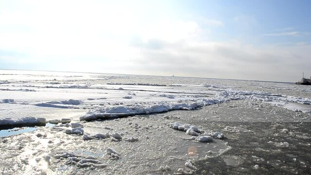 Ice and sea. Ice floes in the sea