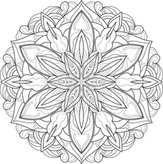 Mandala isolated on the white background.Decorative monochrome ethnic mandala pattern.