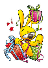 Lapin cartoon cadeaux