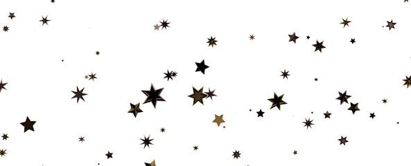 Beautiful gold falling magic stars on white background sparkle pattern graphic design. Party starburst flying backdrop.