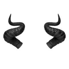 Foto op Plexiglas 3D rendering of large, black horns on a white background. © icestylecg