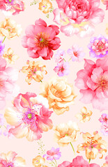 Classic Popular Flower Seamless pattern background.Perfect for wallpaper, fabric design, wrapping paper, surface textures, digital paper.
