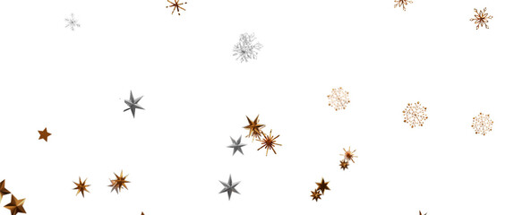 A gray whirlwind of golden snowflakes and stars. New
