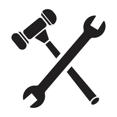 Hammer and wrench repair tools flat icon for apps
