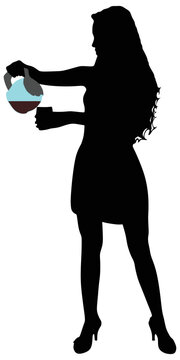 recommend clip art: Silhouette of beautiful girl cooking