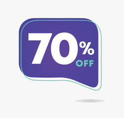 70% off. Design template for sales, offers, discount. Vector illustration