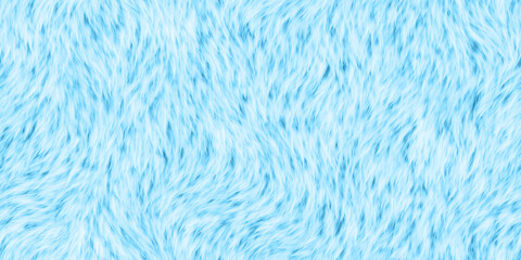 Seamless soft fluffy light pastel blue long pile animal fur background texture. Cute cozy comfort winter pattern. Contemporary boy's birthday card, baby shower invitation or nursery. 3D rendering.