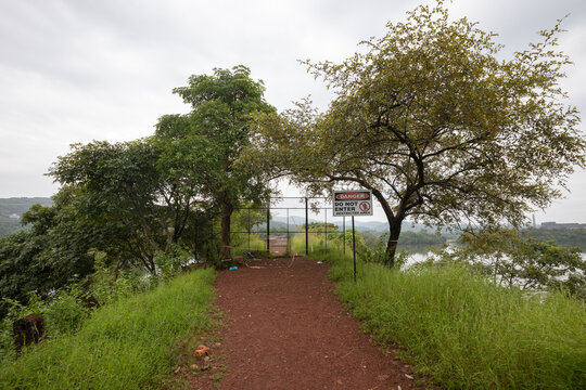 Old portuguese-era broken bridge access restricted at Borim Goa India