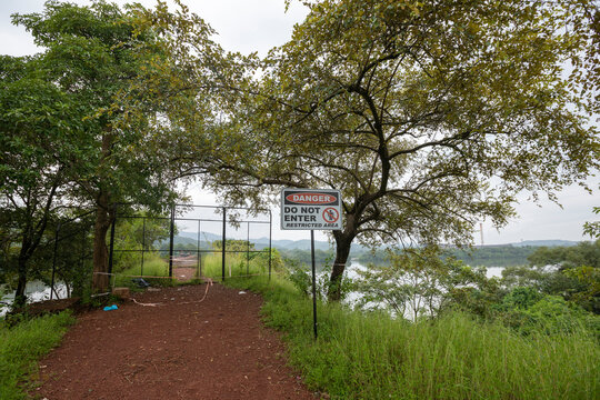 Old portuguese-era broken bridge access restricted at Borim Goa India