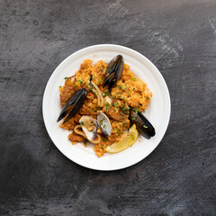 Plate of Seafood Paella