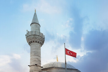 Obraz premium Beautiful dome and minaret of mosque in Istanbul, Turkey