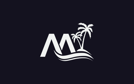 Water Wave Logo Design And Ocean Beach Palm Tree Vector Download Logo Letters