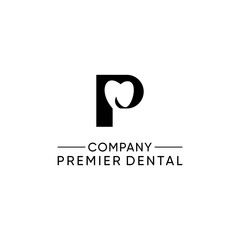 p letter tooth for dentistry logo design