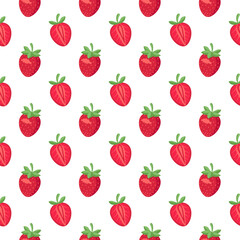 Strawberry seamless pattern. Fresh berries on white background
