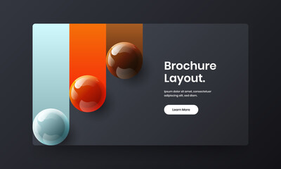 Amazing site screen vector design concept. Multicolored 3D spheres flyer layout.