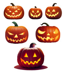 halloween jack o lantern pumpkin set on white background 